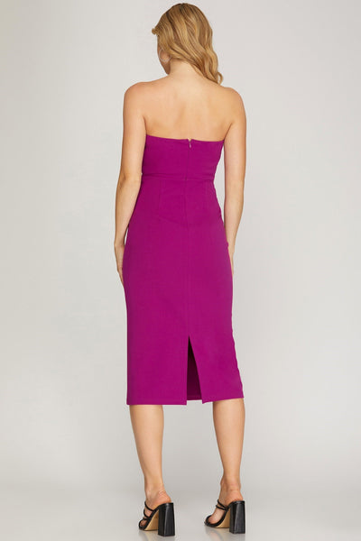 Berry Strapless Midi Dress by She + Sky Collection