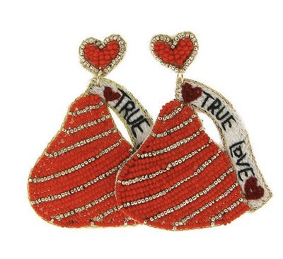 Valentine's TRUE LOVE Kisses Seed Bead Earrings