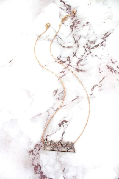 Crystal Goldtone 'MAMA' Necklace