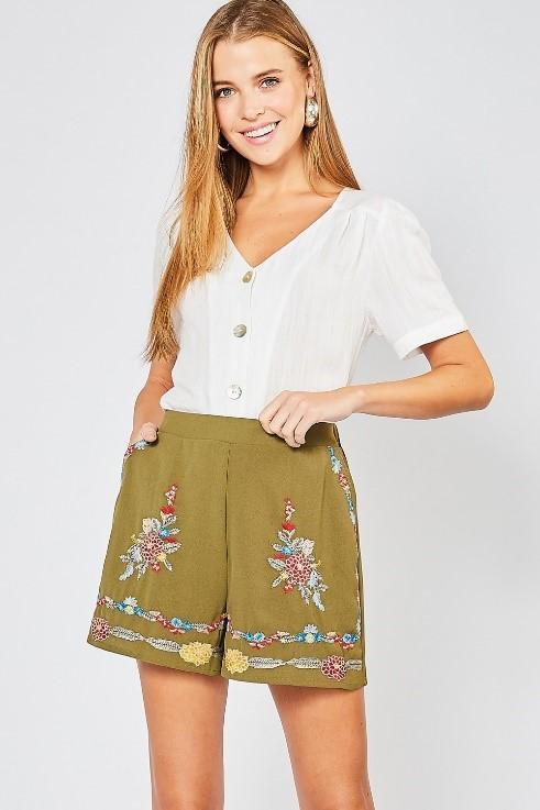 Embroidered high deals waisted shorts