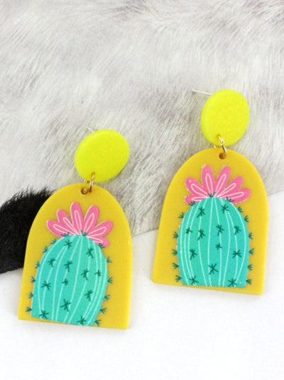 Flowering Cactus Yellow Earrings