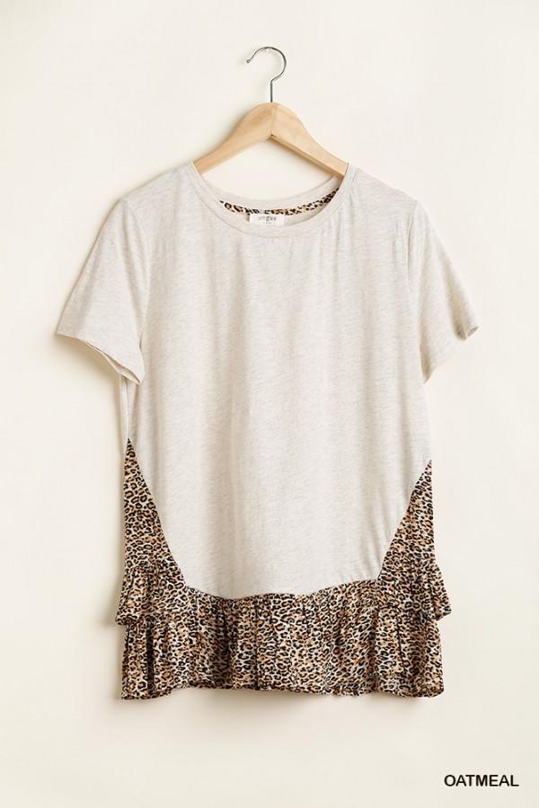 Flowy Tunic Top with Animal Print and Ruffled Details by Umgee