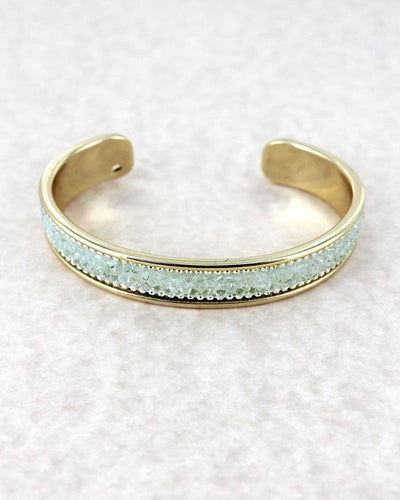 Light Blue Sparkling Crystal Gold-tone Cuff Bracelet