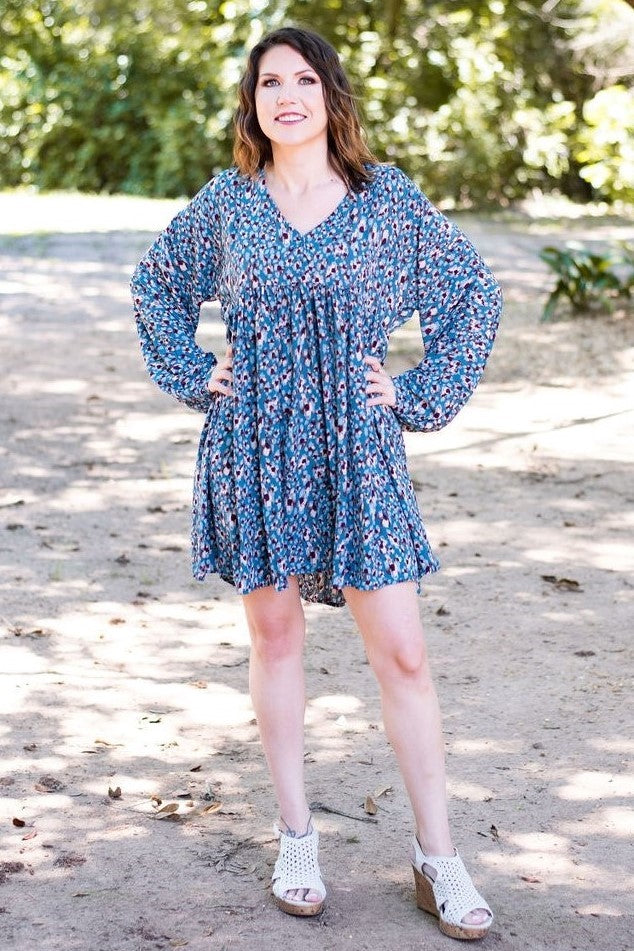 Umgee Clothing Animal Print Dress M / Teal Mix Umgee Clothing Animal Print Dress M / Teal Mix