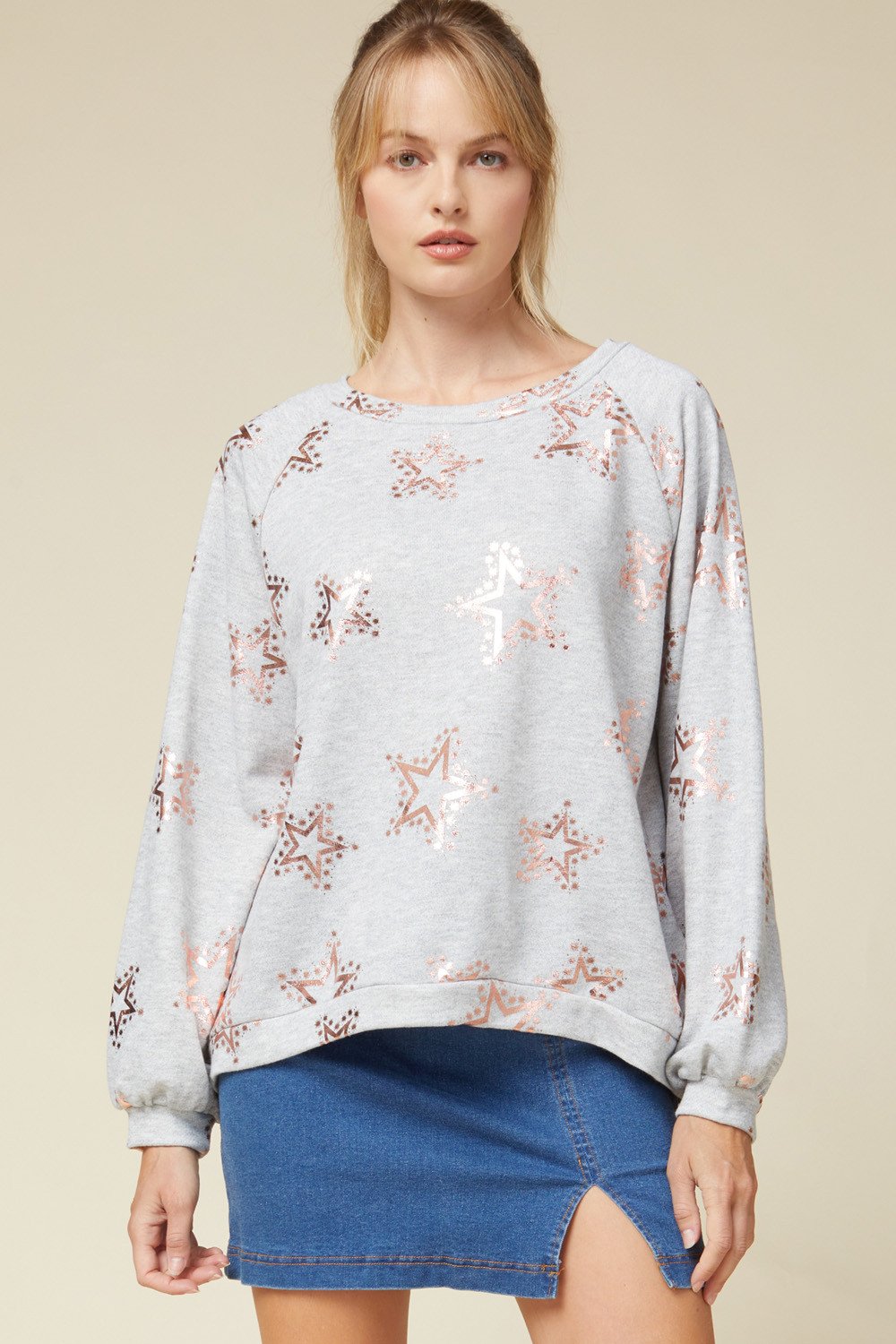 Entro Clothing Metallic Star Print Sweatshirt Hometown Heritage