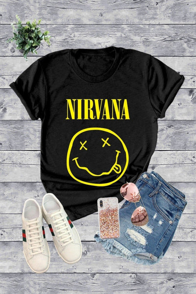 Nirvana Smiley Short Sleeve Graphic T-Shirt