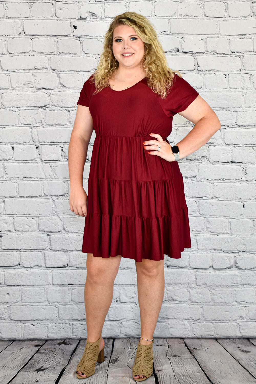 Elegant Umgee Babydoll Dress in Plus | Hometown Heritage 2XL / Wine Elegant Umgee Babydoll Dress in Plus | Hometown Heritage 2XL / Wine