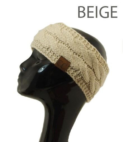 Solid Cable Knit CC Ponytail Head Wrap by C.C Beanie
