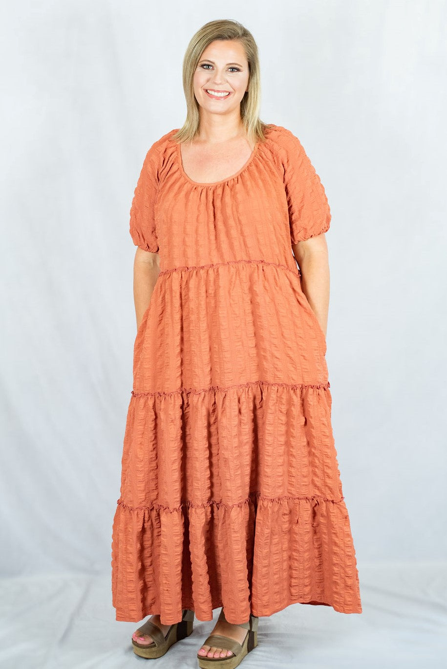 Tiered Boho Midi Dress by Entro Clothing M Tiered Boho Midi Dress by Entro Clothing M