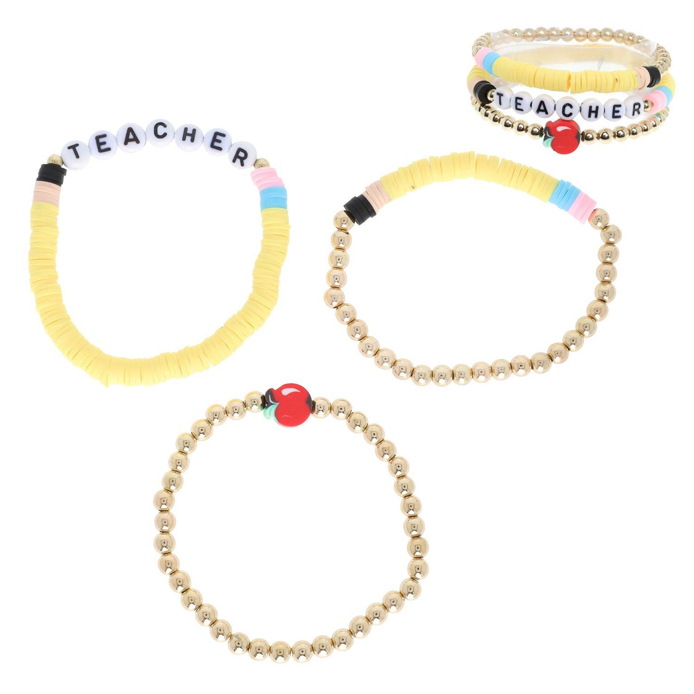 3-Pack Teacher Clay Beaded Bracelet Set