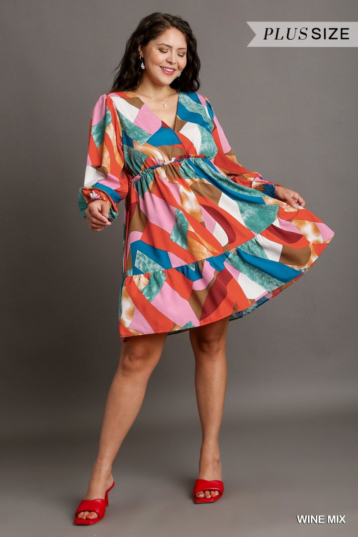 strapless open back dress Abstract V-Neck Tiered Printed Dress in Plus Size by Umgee Clothing –  Hometown Heritage Boutique