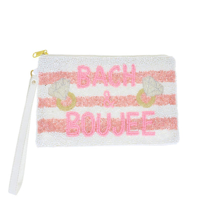 'BACH & BOUJEE' Bachelorette Seed Bead Wristlet Bag