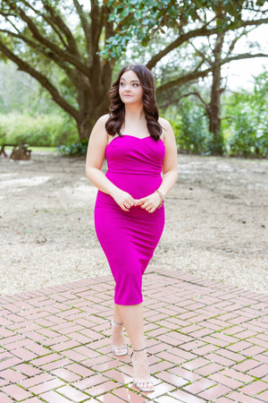 Berry Strapless Midi Dress by She + Sky Collection