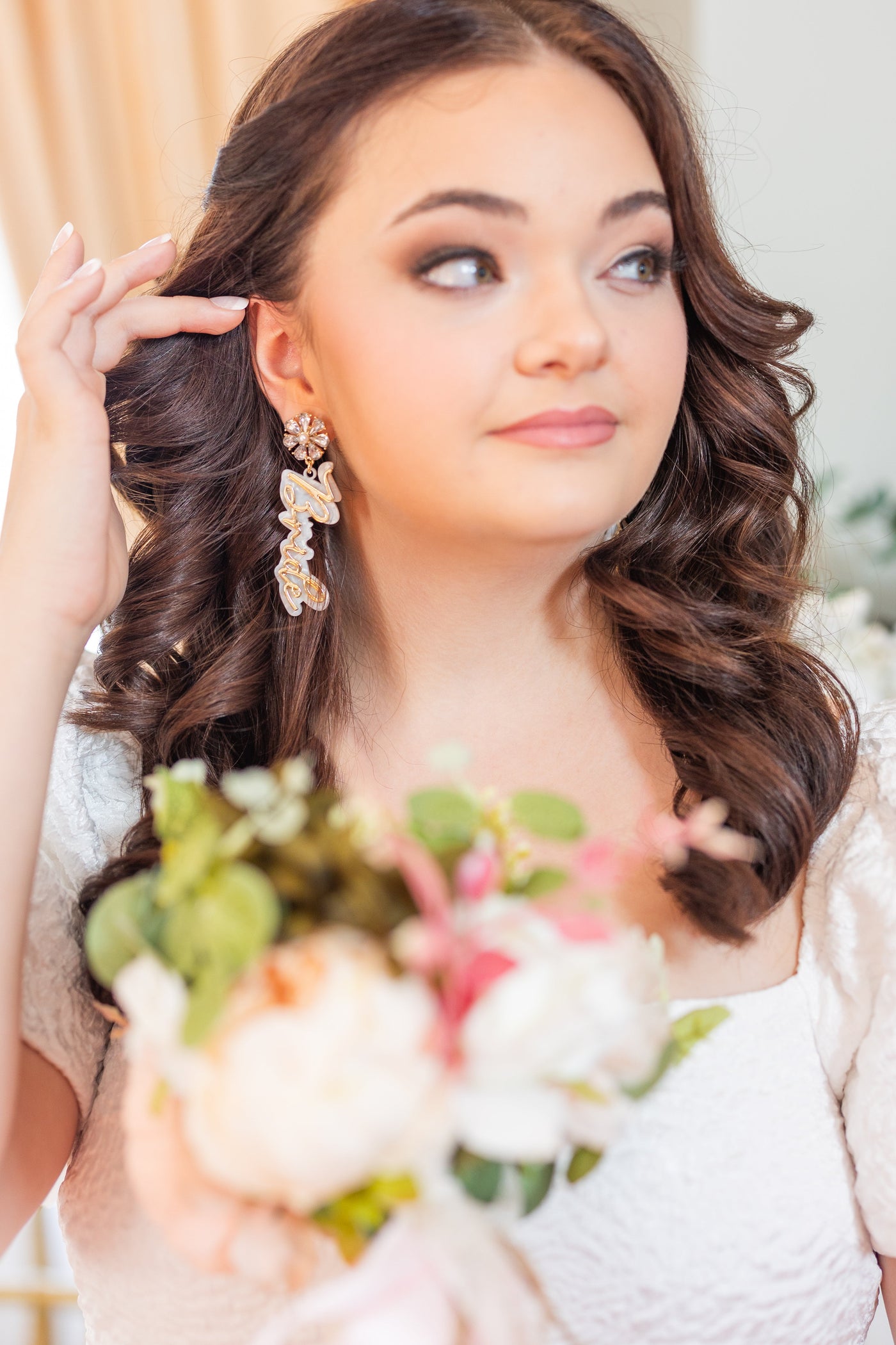 'Bride' Jeweled Acrylic Drop Earrings