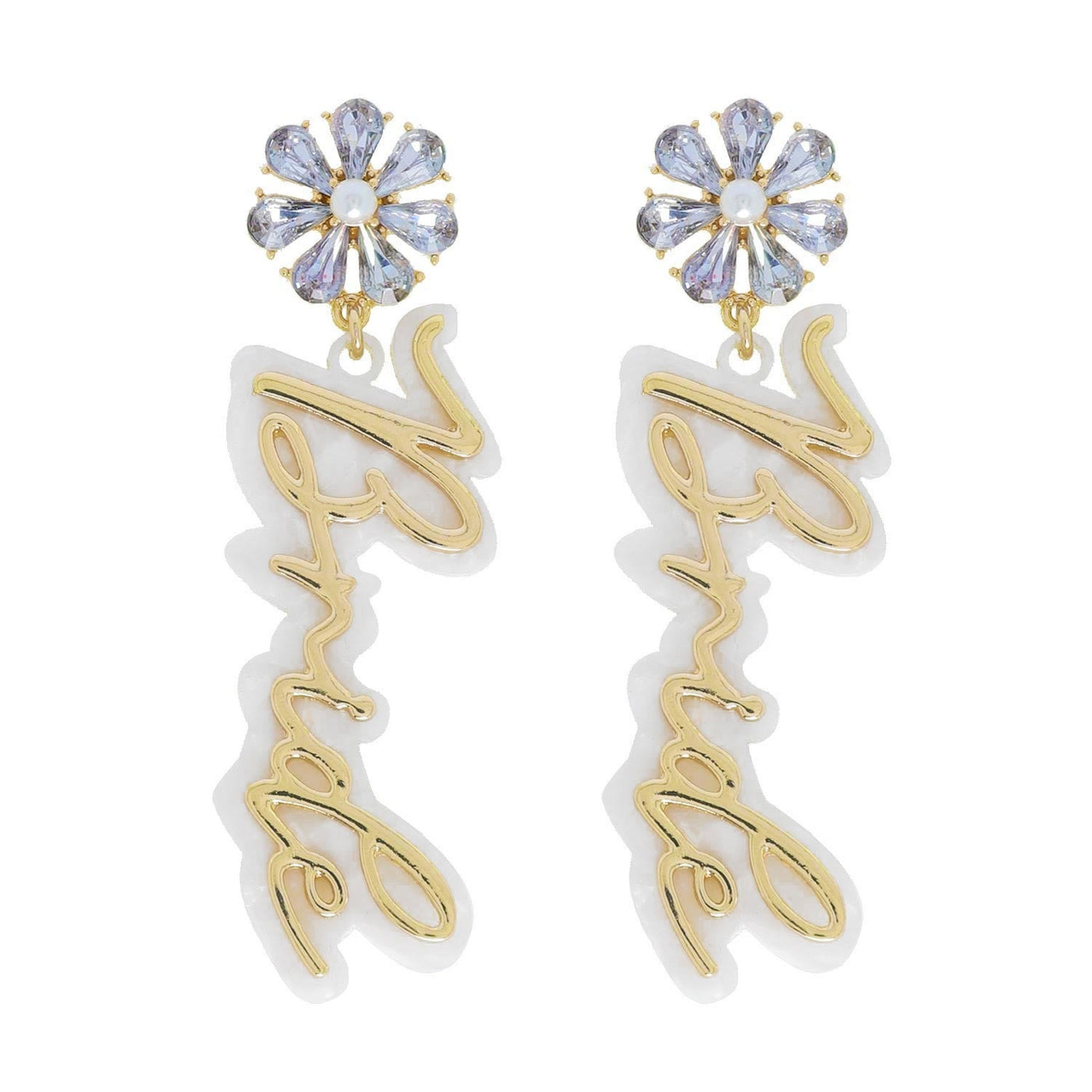 'Bride' Jeweled Acrylic Drop Earrings