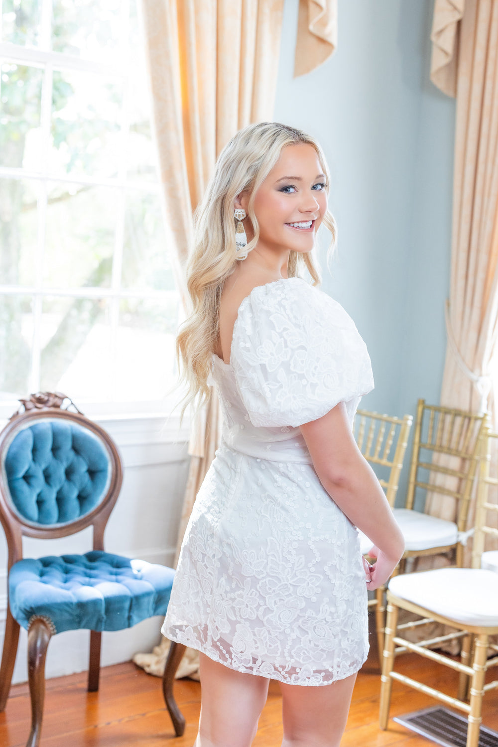 puffy bridal shower dress Dusty Blue Chiffon Shoulder Tie Sweetheart Empire Bridesmaid Dress
