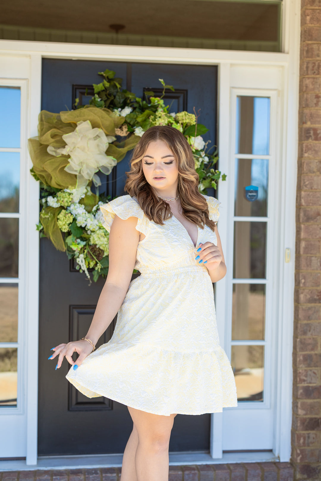 She & Sky Butterfly Sleeve Jacquard Mini Easter Dress Hometown Heritage Boutique She & Sky Butterfly Sleeve Jacquard Mini Easter Dress Hometown Heritage Boutique