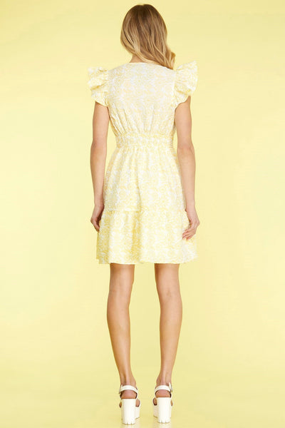 Butterfly Sleeve Jacquard Mini Easter Dress by She & Sky Collection