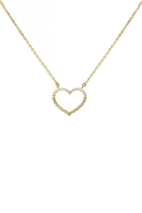CZ Mini Heart Pendant Simple Chain Necklace
