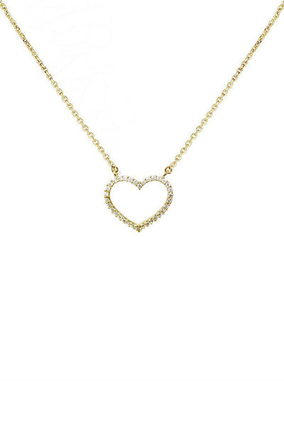 CZ Mini Heart Pendant Simple Chain Necklace