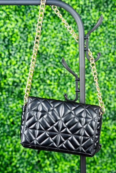 City Style Black Quilted Faux Leather Handbag