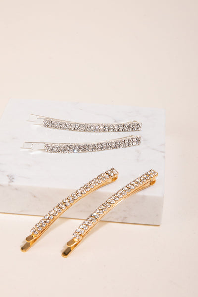 Crystal Rhinestone Embellished Hair Pin Set 2-Pack