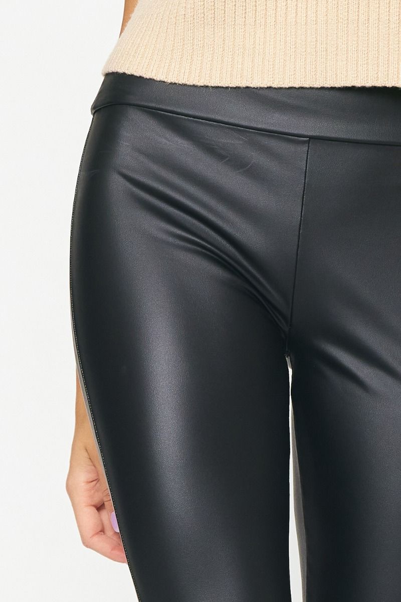 Faux Leather High Waist Leggings by Entro Clothing