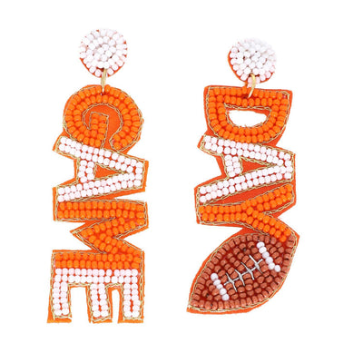 Game Day Seed Bead Football Earrings