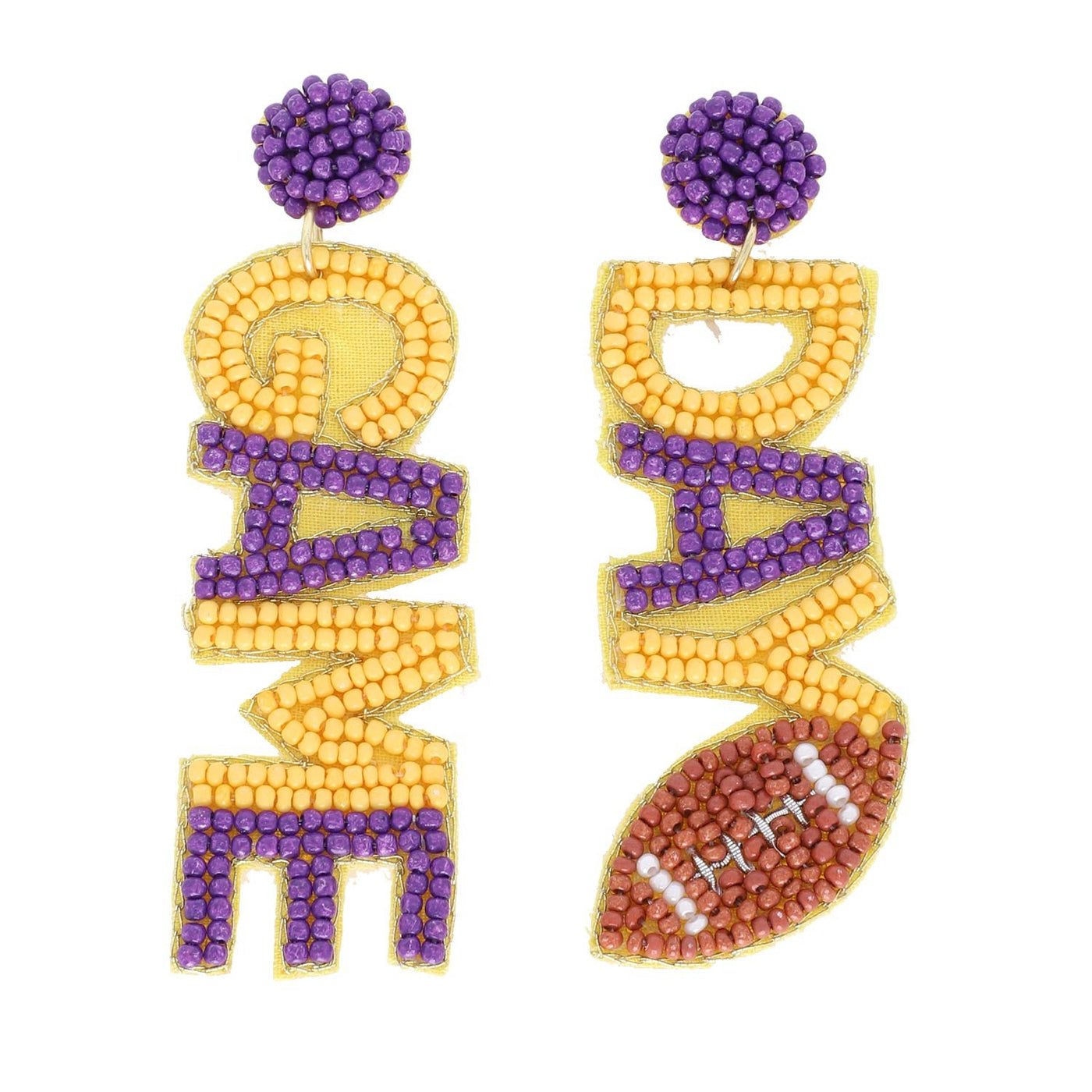 Game Day Seed Bead Football Earrings