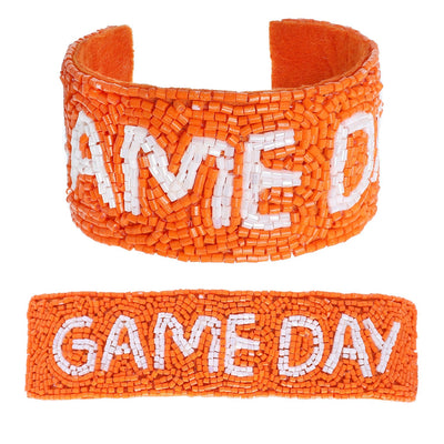 Game Day Seed Bead Snap Cuff Bracelet