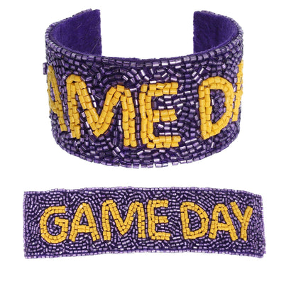 Game Day Seed Bead Snap Cuff Bracelet
