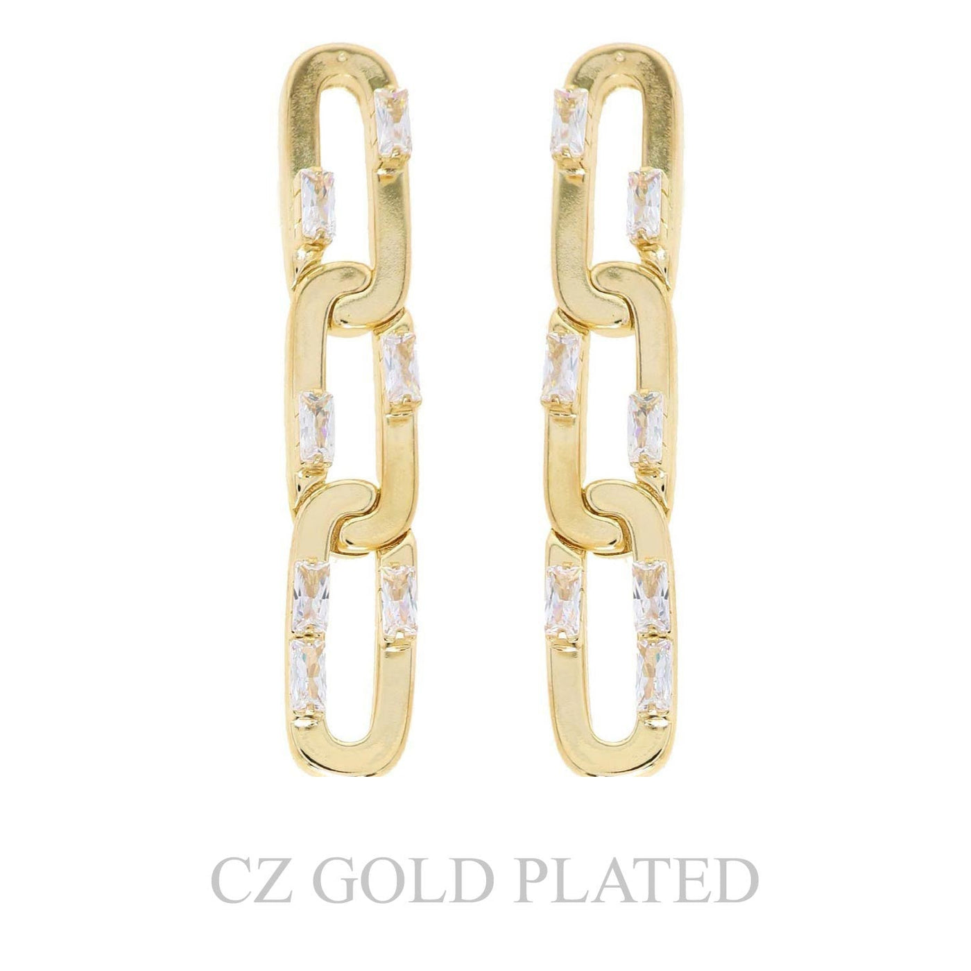 Gold Plated Chain Link Linear Earrings