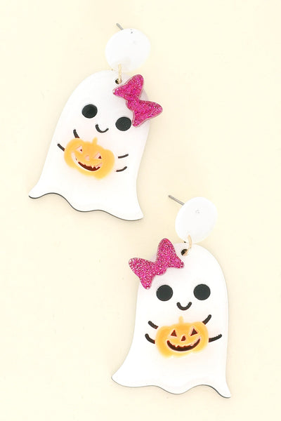 Halloween Trick Or Treat Ghost Acetate Earrings