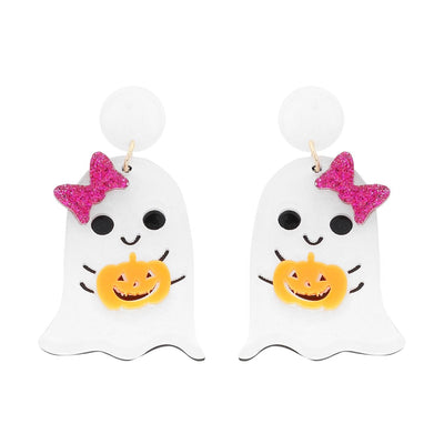 Halloween Trick Or Treat Ghost Acetate Earrings