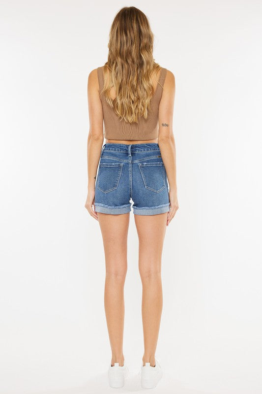 Jasmine High Rise Single Fold Shorts by KanCan USA