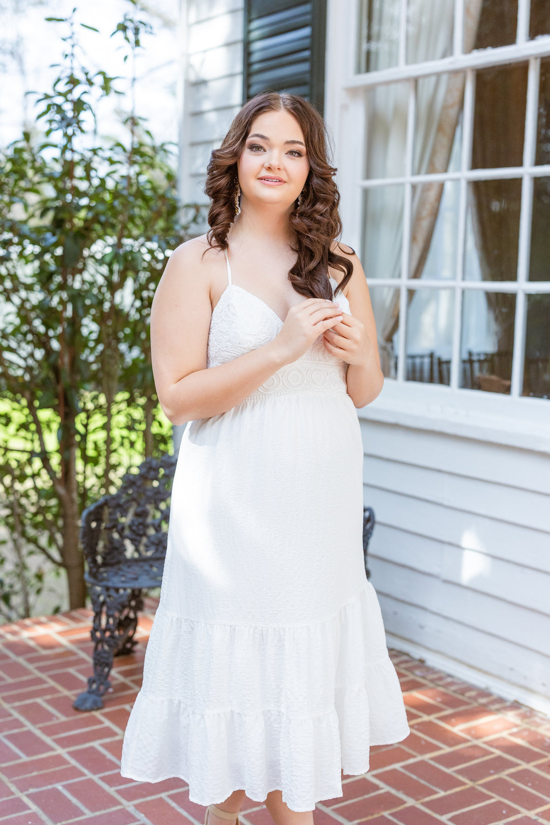 Lace Cami Textured Tiered Midi Dress With Back Tie by She + Sky – Hometown  Heritage Boutique