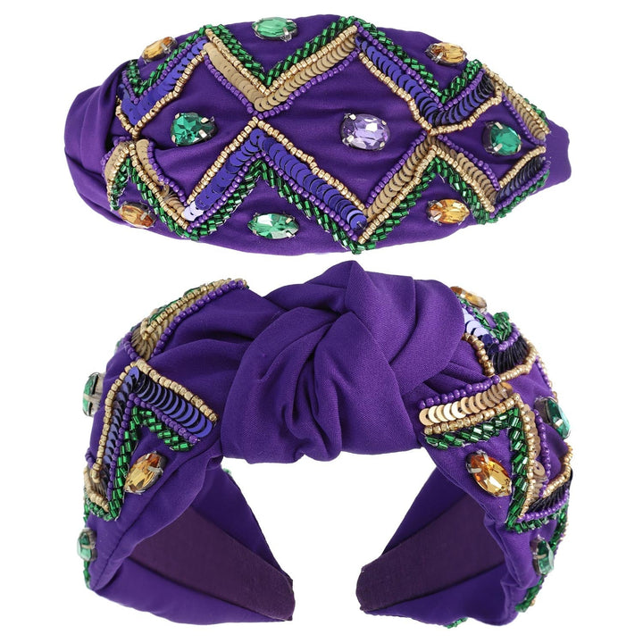 Mardi Gras Chevron Sequin & Crystal Gemstone Embellished  display picture 1