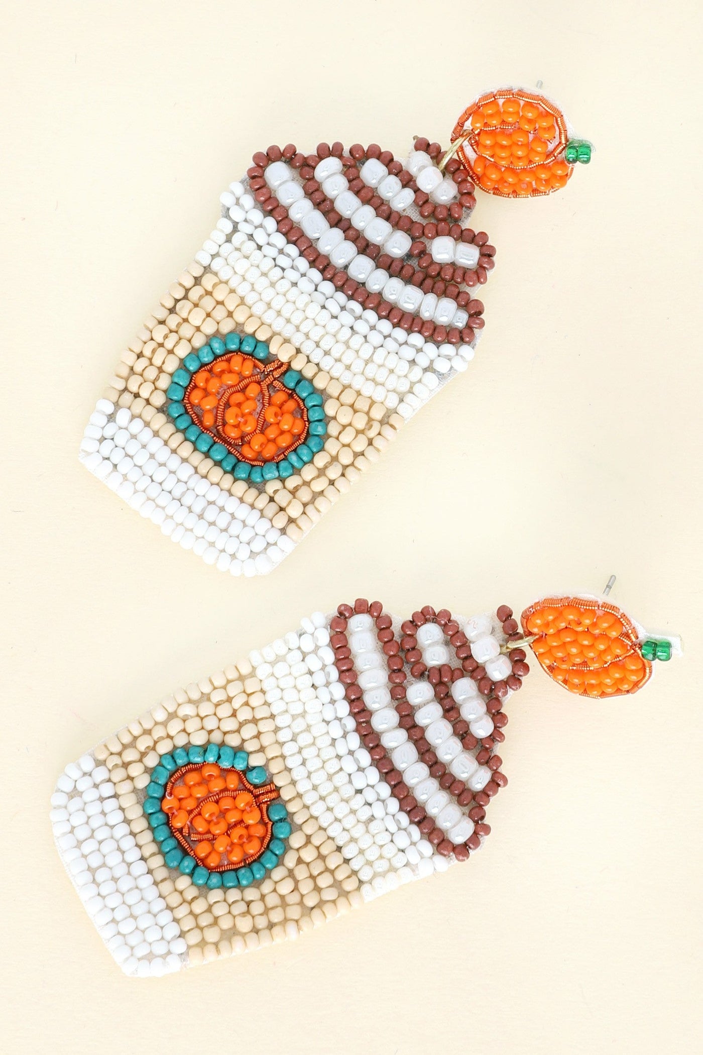 Pumpkin Spice Latte Fall Seed Bead Earrings