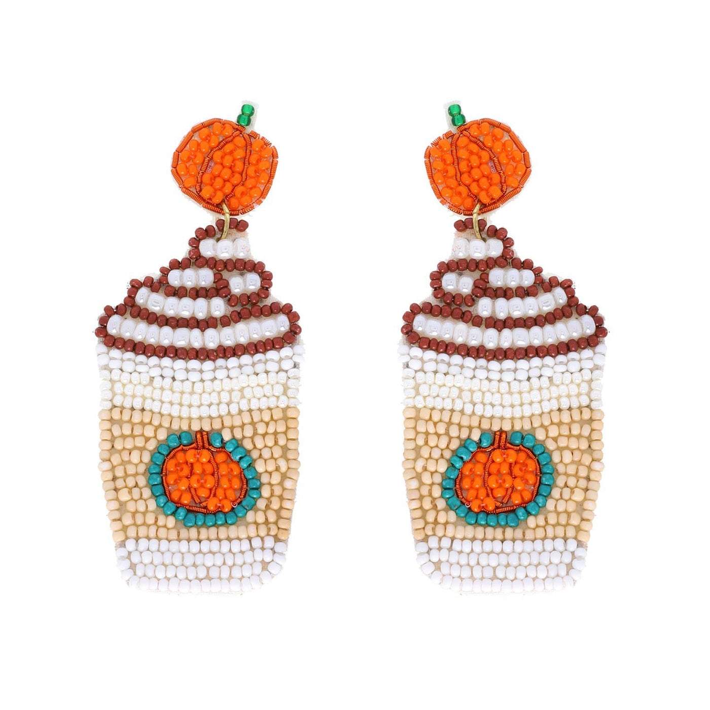 Pumpkin Spice Latte Fall Seed Bead Earrings