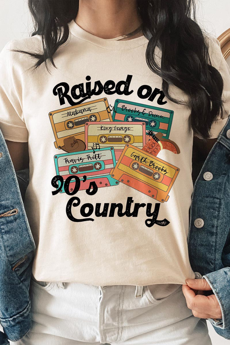 'Raised On 90s Country' Short Sleeve Bella Canvas Graphic Tee