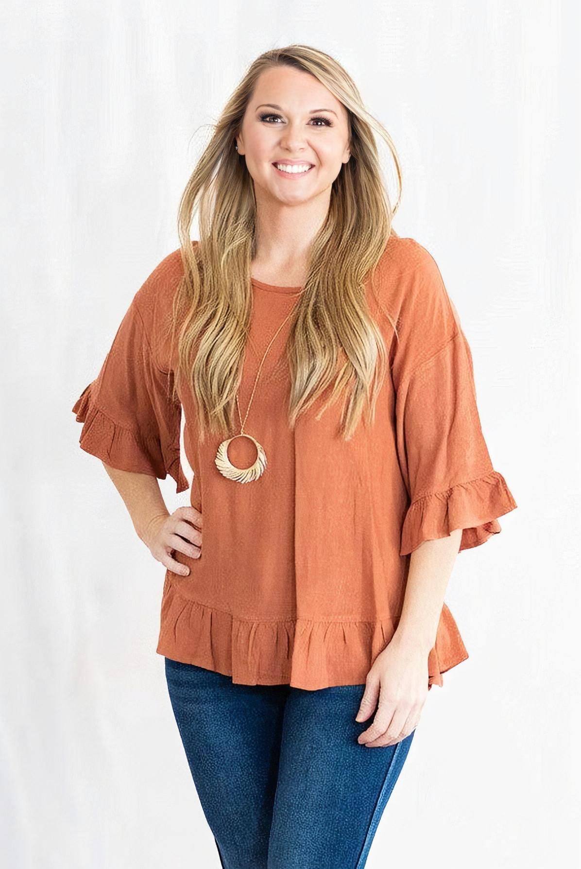 Ruffle Hem Tunic Top by Entro Clothing