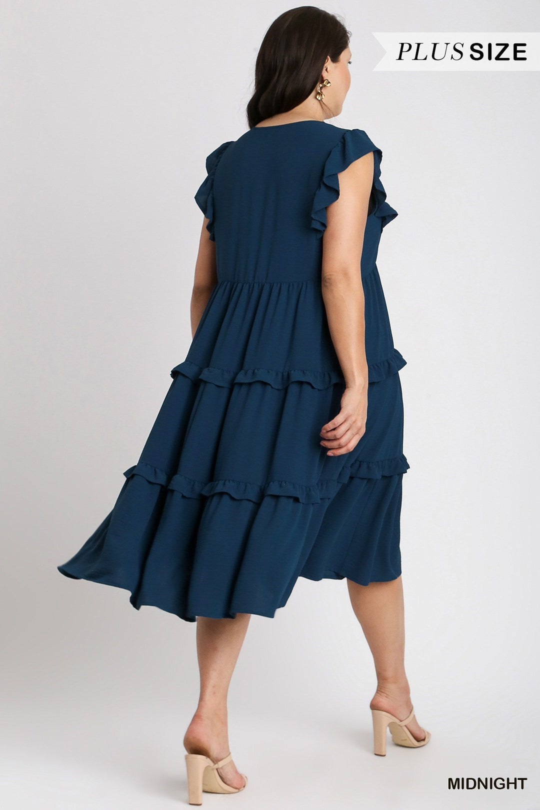 Plus Size Umgee Clothing Ruffle Tiered Midi Dress with Flutter Sleeves –  Hometown Heritage Boutique