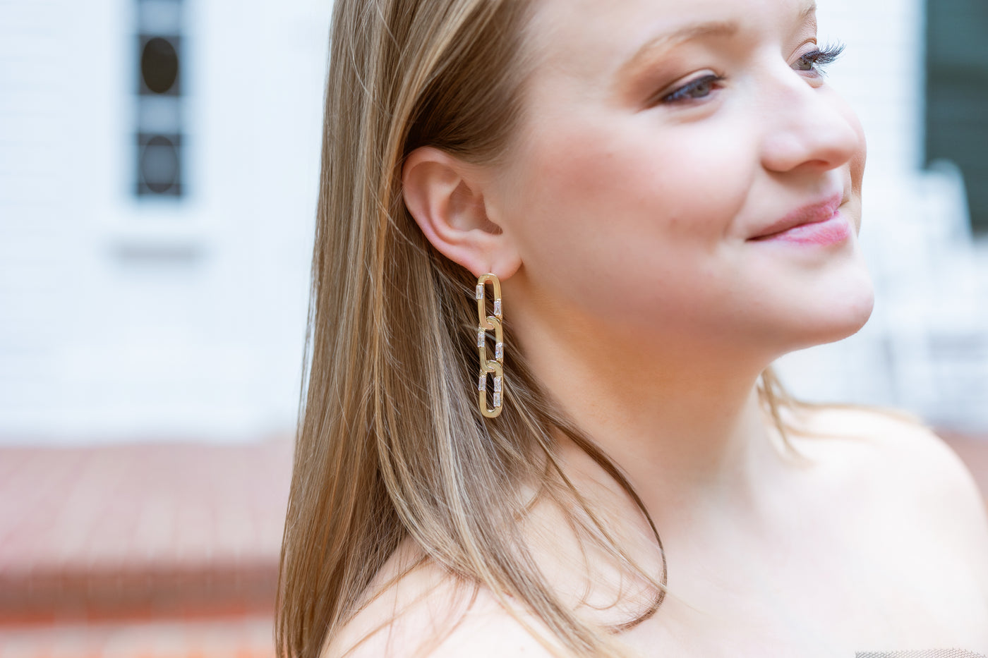 Gold Plated Chain Link Linear Earrings