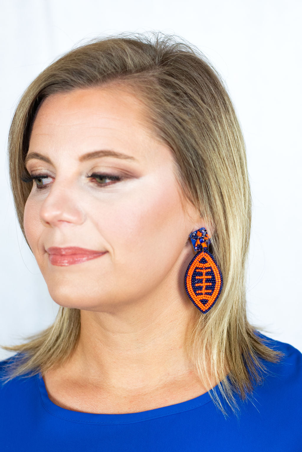 Seed Bead Football Earrings