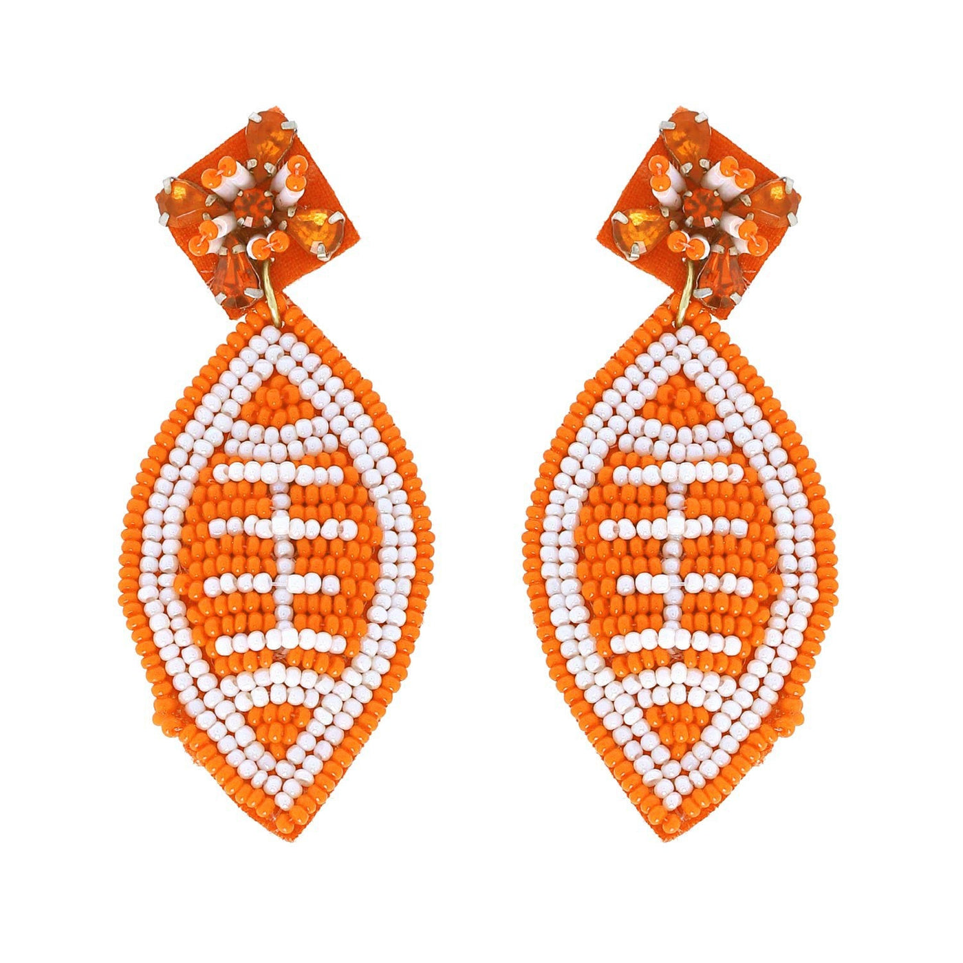 Seed Bead Football Earrings