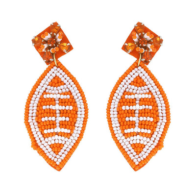 Seed Bead Football Earrings