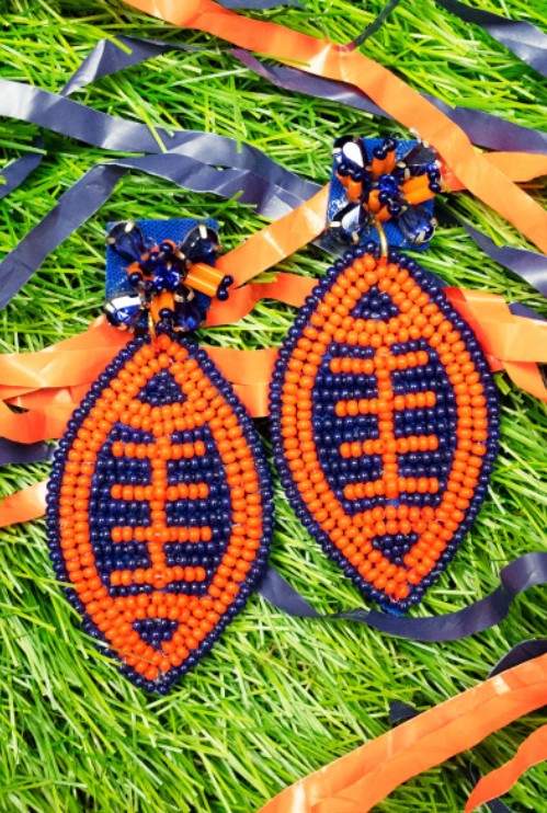 Seed Bead Football Earrings