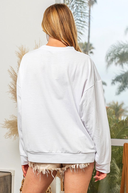 Sequin Fringe Western Boots Embroidered Sweatshirt by BiBi Clothing