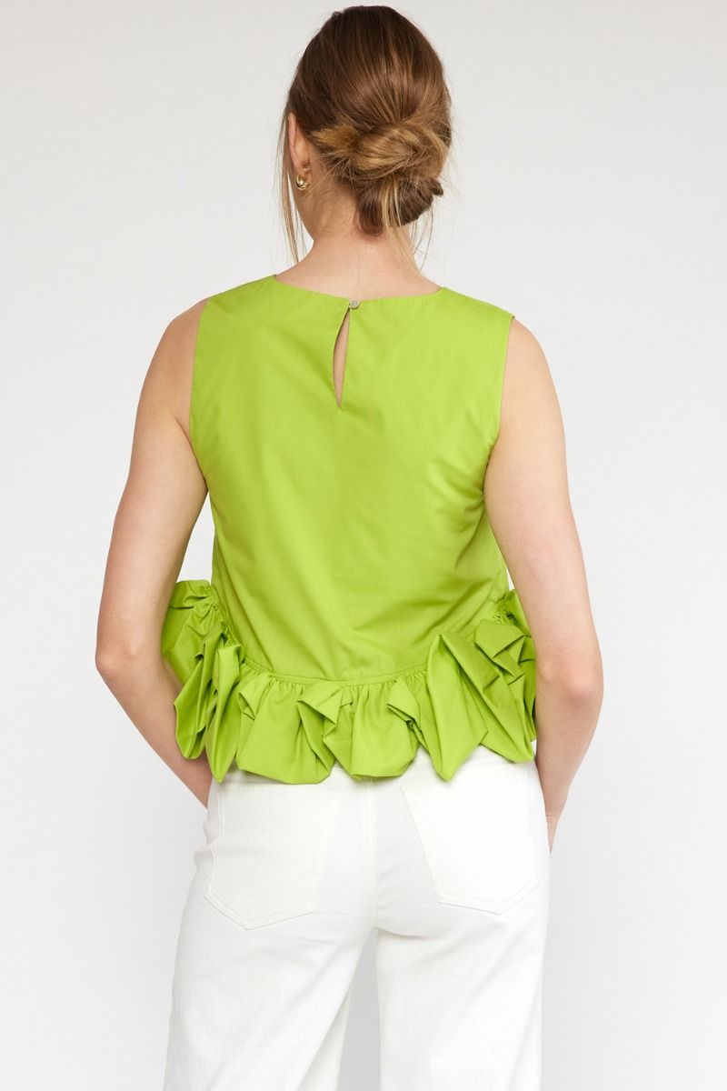 Sleeveless Crop Top with Ruffle Detail Hem by Entro Clothing