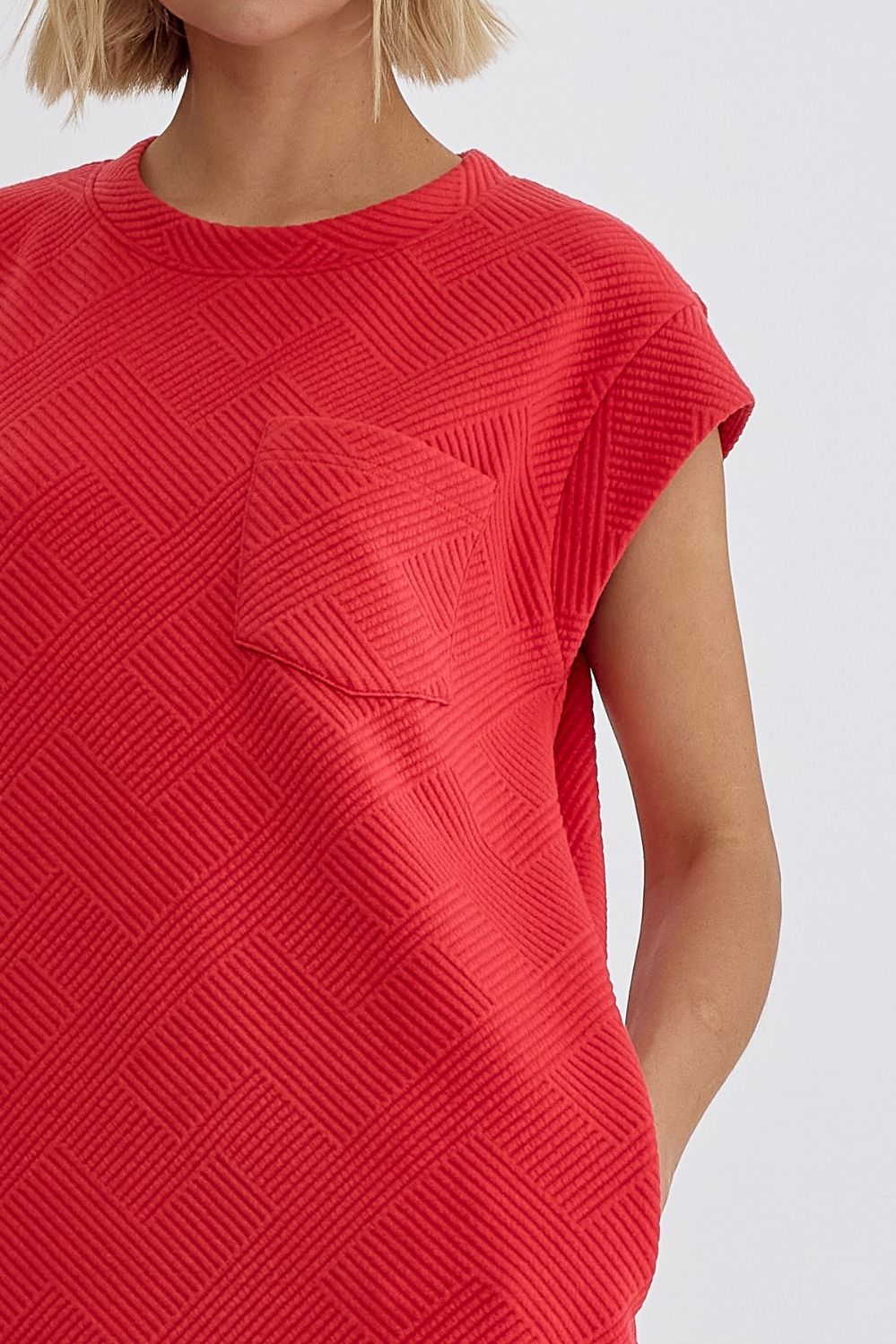 Sleeveless Textured T-Shirt Mini Dress by Entro Clothing